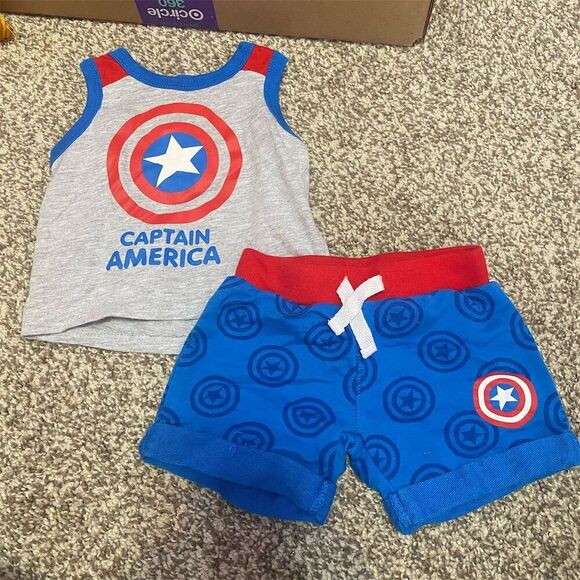 Marvel Captain America Toddler Tank & Shorts Set Multicolor Summer - Picture 1 of 4